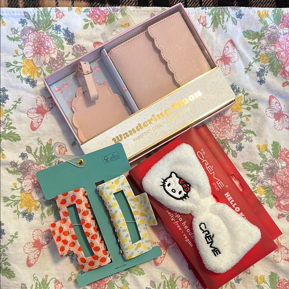Pink Passport Holder and Hello Kitty Headband Set
